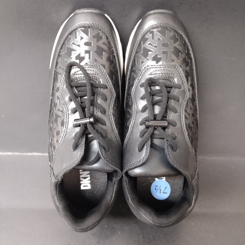 - NEW DKNY ( DONNA KARAN ) - WOMAN'S BLACK  SNEAKERS SHOES SIZE:7.5M - Picture 4 of 9